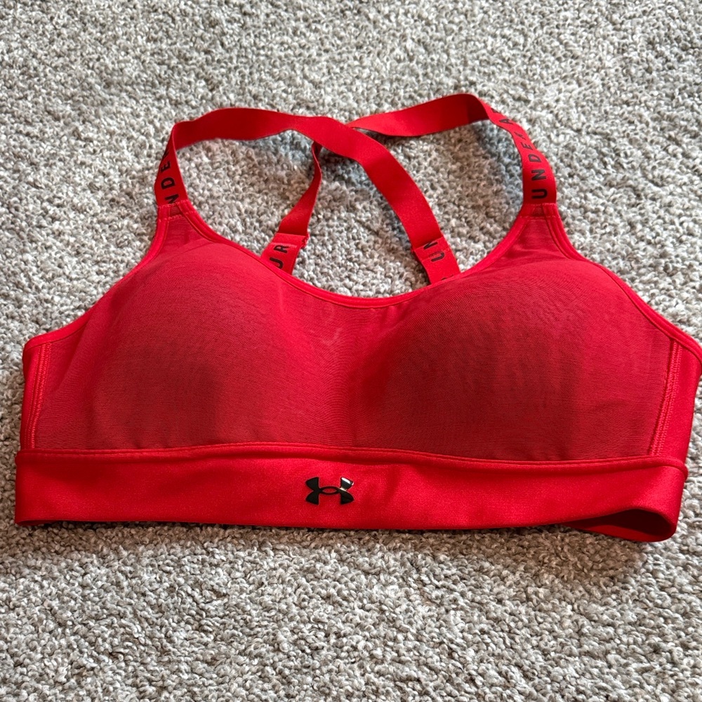 Under Armour Red Racerback Medium-Impact Sports Bra. Size M. Like new.